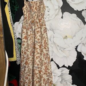 Tan & Rust Fall Floral dress size Small Old Navy - great w/sweater cottage core